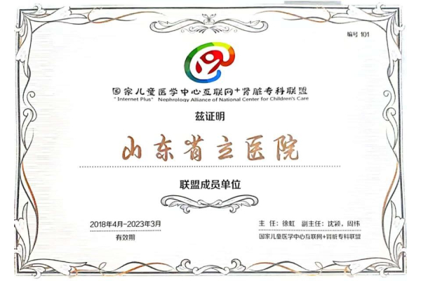 国家儿童医学中心互联网+肾脏专科联盟成员单位